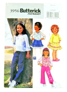 Pantaloni gonna top bambino/ragazza modello cucito Butterick 3956 2,3,4,5 NON TAGLIATI - Foto 1 di 3