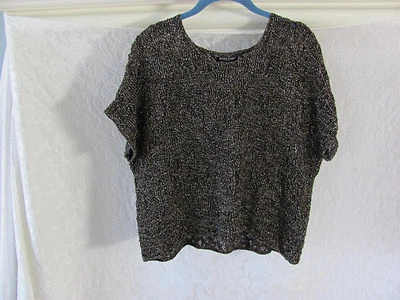 Eileen Fisher Scoop Neck Box Top-Wrapped Sparkle Jacquard-Bronze Petite Med-$238 - Image 1 of 4