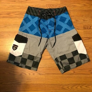 Molokai Boy's Board Shorts - Size 18 - Black, gray, blue pattern - 0456 - Picture 1 of 3