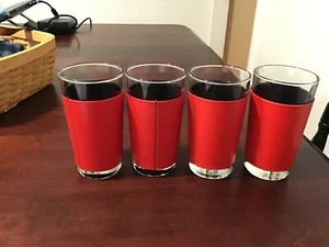 Set of 4 Libby Faux Leather Wrapped Glasses in Red - Picture 1 of 3