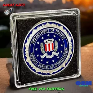 FBI Challenge Coin SILVER Federal Bureau Of Investigation United States w Case - Picture 1 of 13