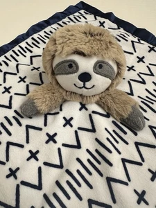 Cloud Island Faultier Sicherheitsdecke hellbraun marineblau Satinrücken Lovey Lovie - Bild 1 von 4