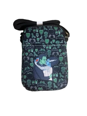 NEW Frankenstein & Bride Passport Crossbody Bag/Purse Black Canvas NWOT - Image 1 of 4