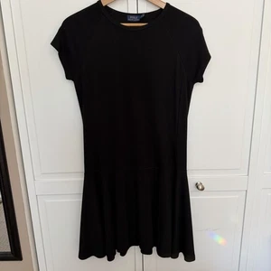 Polo Ralph Lauren | Vestido Ponte Para Mujer Negro Tejido Elástico Camiseta Peplum L - Imagen 1 de 7