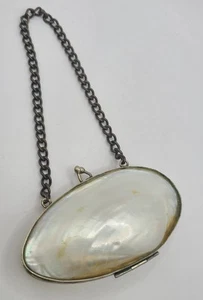 Antique Victorian Mother Of Pearl Shell Brass Coin Change Purse 2.75 X 1.5" - Picture 1 of 10