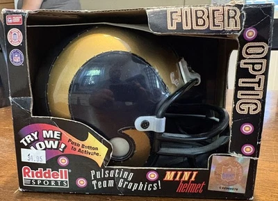 Mini capacete de futebol americano vintage raro Riddell Saint Louis Rams fibra óptica NFL funciona - Imagem 1 de 4
