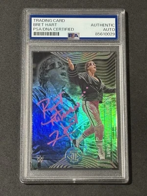 BRET HART 2022 PANINI CHRONICLES ILLUSIONS WWE SIGNED AUTOGRAPHED CARD PSA/DNA - Image 1 of 2