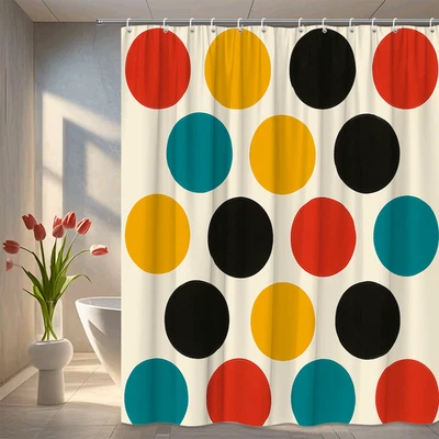 多彩波点儿童浴帘,趣味浴室装饰 — 第 1/4 张图片
