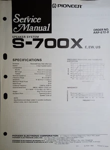 Pioneer S-700X E EW US Service Manual Speaker System Original - Picture 1 of 4