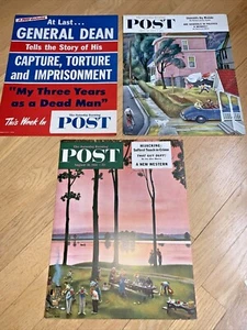 1950s 3 THE SATURDAY EVENING POST Magazine Cardboard NEWSSTAND Posters (Set 16) - Picture 1 of 7