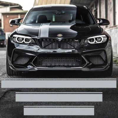 Calcomanías gráficas de vinilo plateadas satinadas a rayas de carreras de rally para BMW Serie 2 M2 M240i Foto 1 de 4