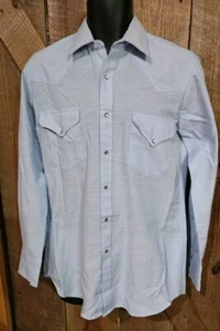 Sheplers Herren Western Hemd 15,5 Ausschnitt 34 Langarm Perlen Druckknopf blau Shirt LESEN - Bild 1 von 23