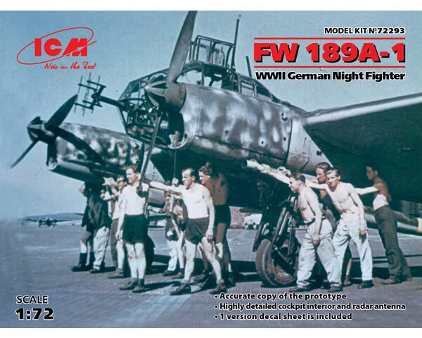 Focke-Wulf Fw 189A-1 WWII German Night Fighter 1:72 ICM72293 - icm modellismo - Immagine 1 di 2