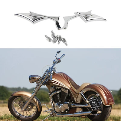 Motorcycle Chrome Blade Wing Mirrors For Harley 2013 2014 2015 2016 Street Glide - Image 1 of 4