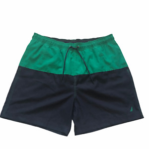 Nautica Men's Swim Trunks Shorts Elastic Waist Size XL Color Block Mesh Lined
