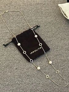 IPPOLITA Sterling Silver Rose Gold Open Circle and Pearl 38" Long Necklace - Picture 1 of 5