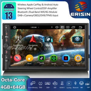 Doppio Din Android 13 Autoradio GPS Navi DAB+ CarPlay Wifi FM DSP OBD2 USB TPMS - Foto 1 di 23