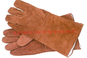 PAIR OF LEATHER WELDER'S LONG WORK WORKGLOVES GLOVES FOR WELDING - Picture 1 of 3