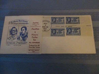US # 996 Indianna Ter 3C Set Of 5 Pent Arts Cachet Unaddressed FDC W/Label  #10  - Image 1 of 4