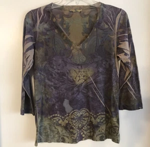 Love Amour Multi Coloured Lightweight T Shirt Sz M Purple Ladies Bb22 - Picture 1 of 7