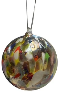 Art Glass Calico 5" Witches Ball Hand Blown Ornament Calico Suncatcher Multicolo - Picture 1 of 12