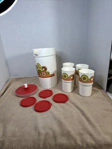 Tupperware Bicentennial Tabletop 12oz Tumbler Set of 4 Plus Matching Pitcher - Picture 1 of 15
