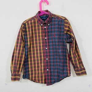 RALPH LAUREN Boys Size 7 Multicolor Plaid Button Down Dress Shirt Long Sleeve - Picture 1 of 7