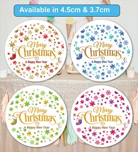 Frohe Weihnachten Aufkleber Etikett Weihnachtsmann Geschenk MATT 24 & 35 - Bild 1 von 8