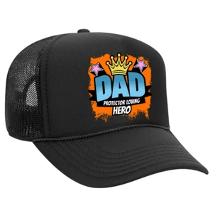 Cappello camionista Dad Protector Loving Hero - berretto snapback a rete nero | grasso significativo - Foto 1 di 3