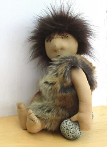 Rocky prehistoric stone age cloth doll sewing pattern. Cute cave man to stitch - Picture 1 of 6