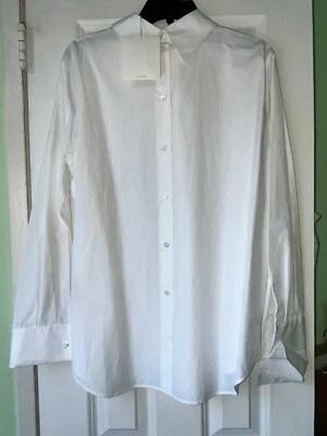 NWT $1190 The Row Angelique Reversed Cotton Poplin L/S Button Up Shirt - Sz M - Image 1 of 4