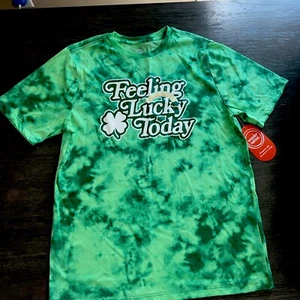 Wonder Nation Green Tie Dye Feeling Lucky Today T-Shirt - Size XL (14-16) - Picture 1 of 3