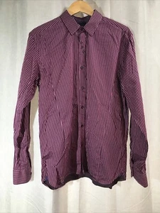 Ted Baker Shirt Medium 4 Herren lila gestreift Baumwolle geknöpft mit Kragen - Bild 1 von 23