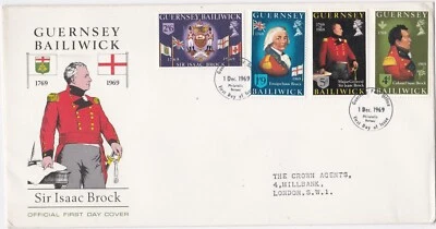 1969 Guernsey oversize FDC cover Sir Isaac Brock - Image 1 of 2