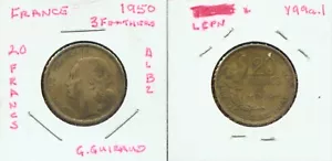 WORLD COINS FRANCE 1950 20 FRANCS 3 PLUMES (G132) ALBL - Picture 1 of 1