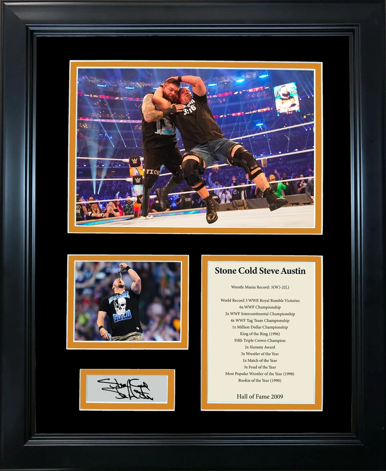Framed Stone Cold Steve Austin Hall of Fame Facsimile Engraved Auto 12x15 Photo - Image 1 of 1