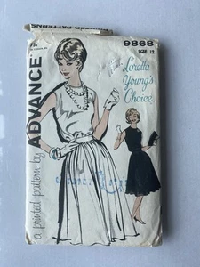 Vintage 1960 Advance 9868 Sewing Pattern Sleeveless Dress with Pleats Bust 32 - Picture 1 of 11