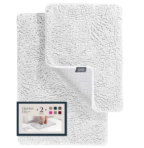 2 Stück Badvorleger Badematten Set Weich Plüsch Chenille Duschmatten 24x17 + 30x20 - Bild 1 von 11