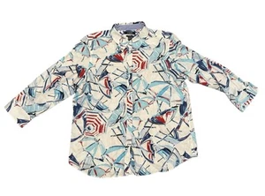 CHAPS No Iron Multicolor Umbrella Button Up Top 3/4 Sleeve Women’s Size XL - Picture 1 of 10