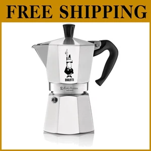 Moka Express Portátil: Cafetera de Estufa, 6 Tazas, Plateada - Imagen 1 de 13