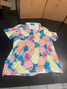 Cabana By Crown & Ivy Herren Hemd Neon Rainbow White Pineapple L - Bild 1 von 2