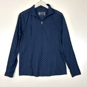 Ariat Tek Mesh Langarm Pullover 1/4 Zip Polka Dot Navy Blau Weiß Medium - Bild 1 von 4