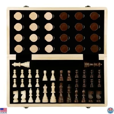 Conjunto de xadrez e quadriculado dobrável LEAP 15" nogueira e bordo - Tábua de madeira premium, 2 - Imagem 1 de 4