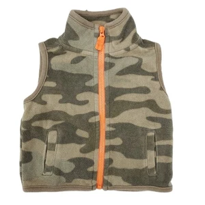 Carters Fleece Vest Jacket Boys 3 Months Green Camo Full Zip - Afbeelding 1 van 6