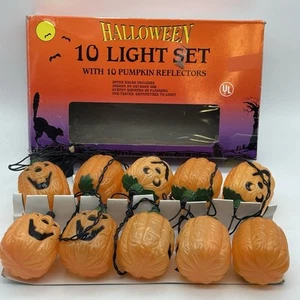 Halloween Blasform Kürbis Licht 10er Set Jack O Laterne Deko Schnur Vintage - Bild 1 von 6