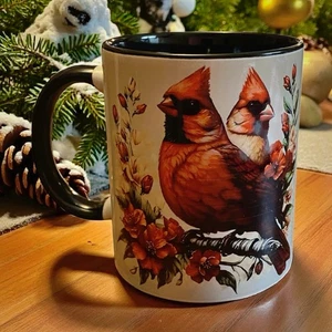 Coffee Mug Christmas Cardinals 11 Oz White Cardinal Bird Ceramic New Holiday - Picture 1 of 1