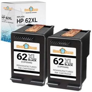 2PK Fits HP 62XL Black Ink Cartridge for ENVY 5640 5642 HP 62 - Picture 1 of 2