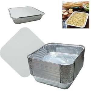 Aluminium Foil Food Takeaway Container with Lid for Baking/Freezing/BBQ/Roasting - Picture 1 of 12