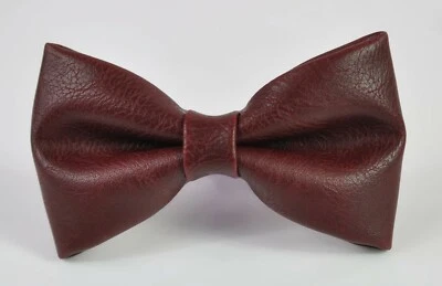 Pajarita de imitación de cuero borgoña rojo vino para hombre/jóvenes/niños niños/bebé niño pequeño Foto 1 de 4