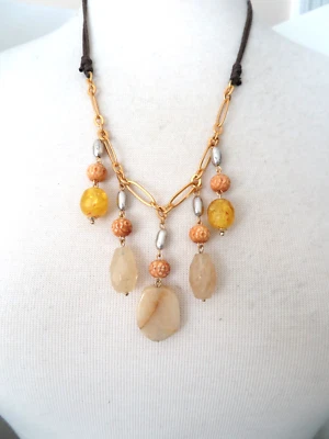 COLLAR BABERO CUENTAS PIEDRA J.JILL AJUSTE DESLIZABLE Foto 1 de 2